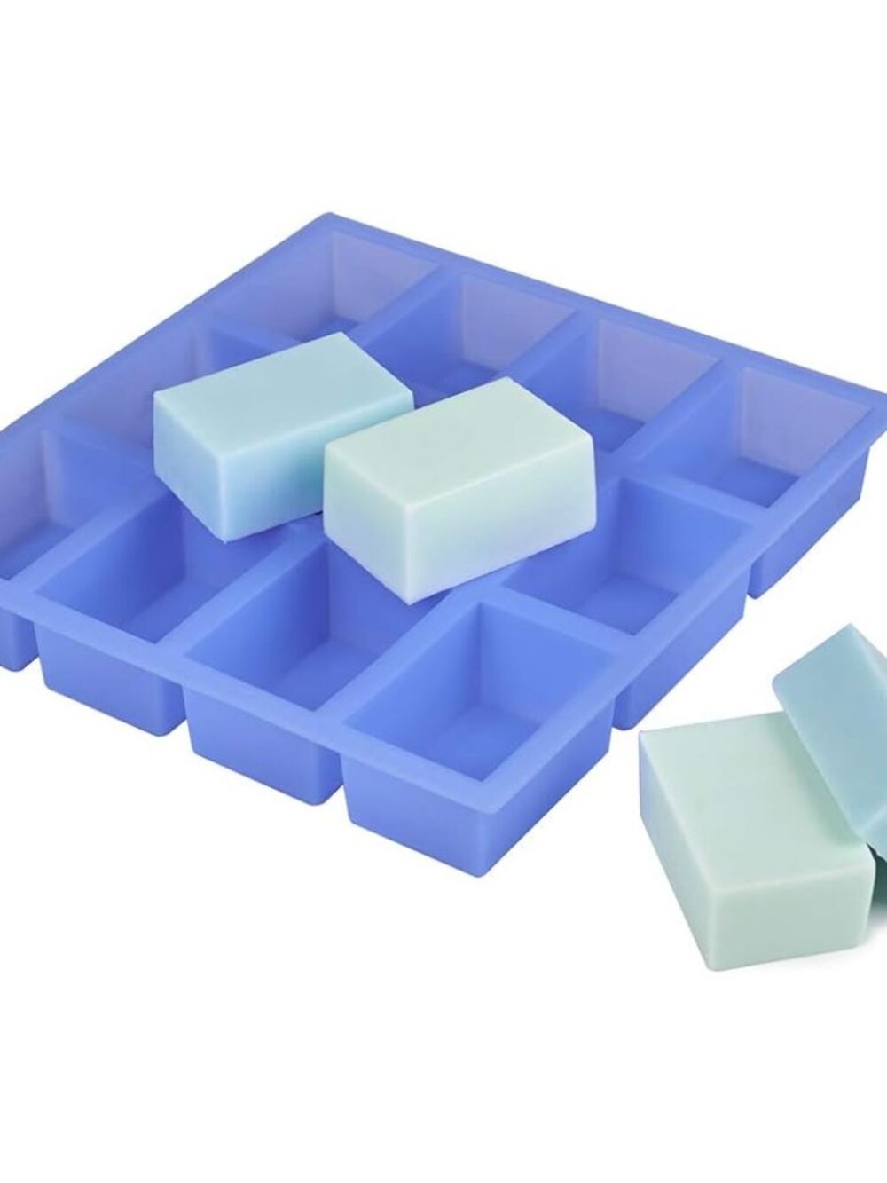 Silicone Soap Mold for Soap Making, 12-Cavity 5.5oz Deep Rectangle Soap Mold, Th